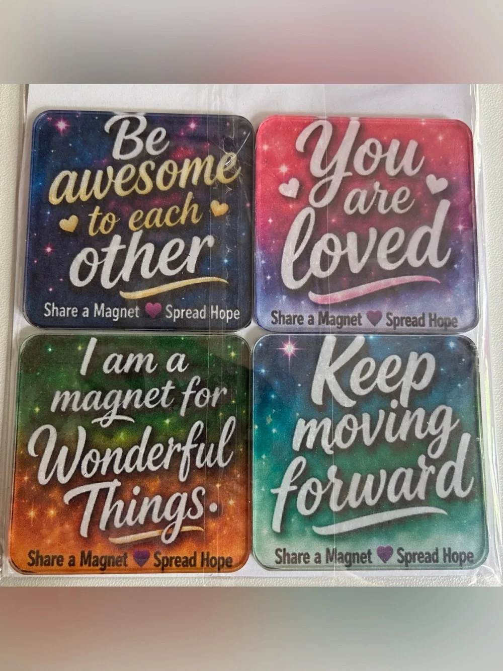 HOPE MAGNETS Set of 4 Inspirational Share a Magnet Spread Hope - Picture 3 of 4
